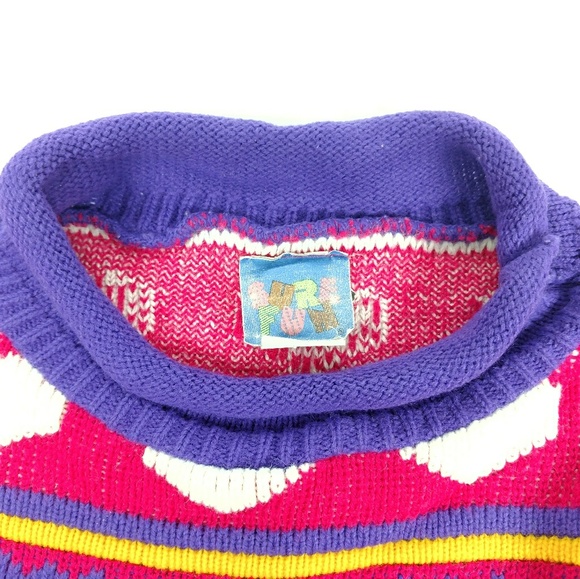 Vintage '80s Sure Fun Pink Hearts & Tulips Sweater - Picture 5 of 5